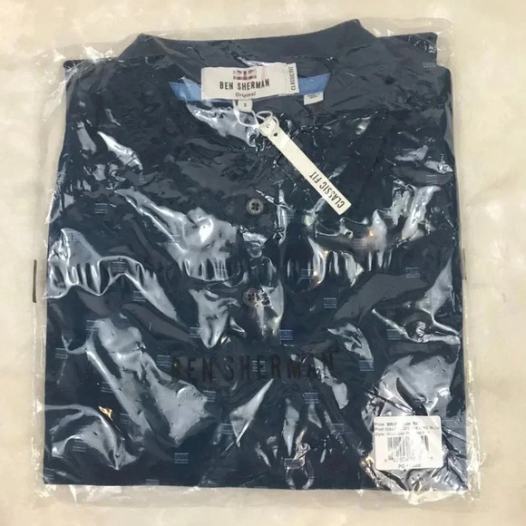 Ben Sherman Micro Geo Print Jersey Polo Lake Blue - Picture 2 of 8